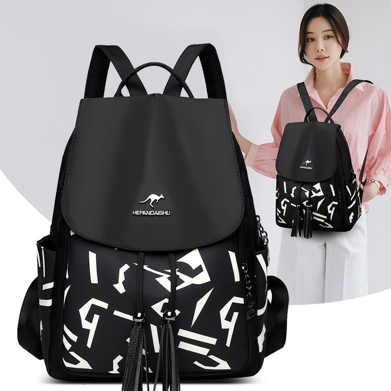 Nylon New Casual Trendy Korean Style Printed Large Capacity School Bag Outdoor Travel Women's Backpack ddmymoon