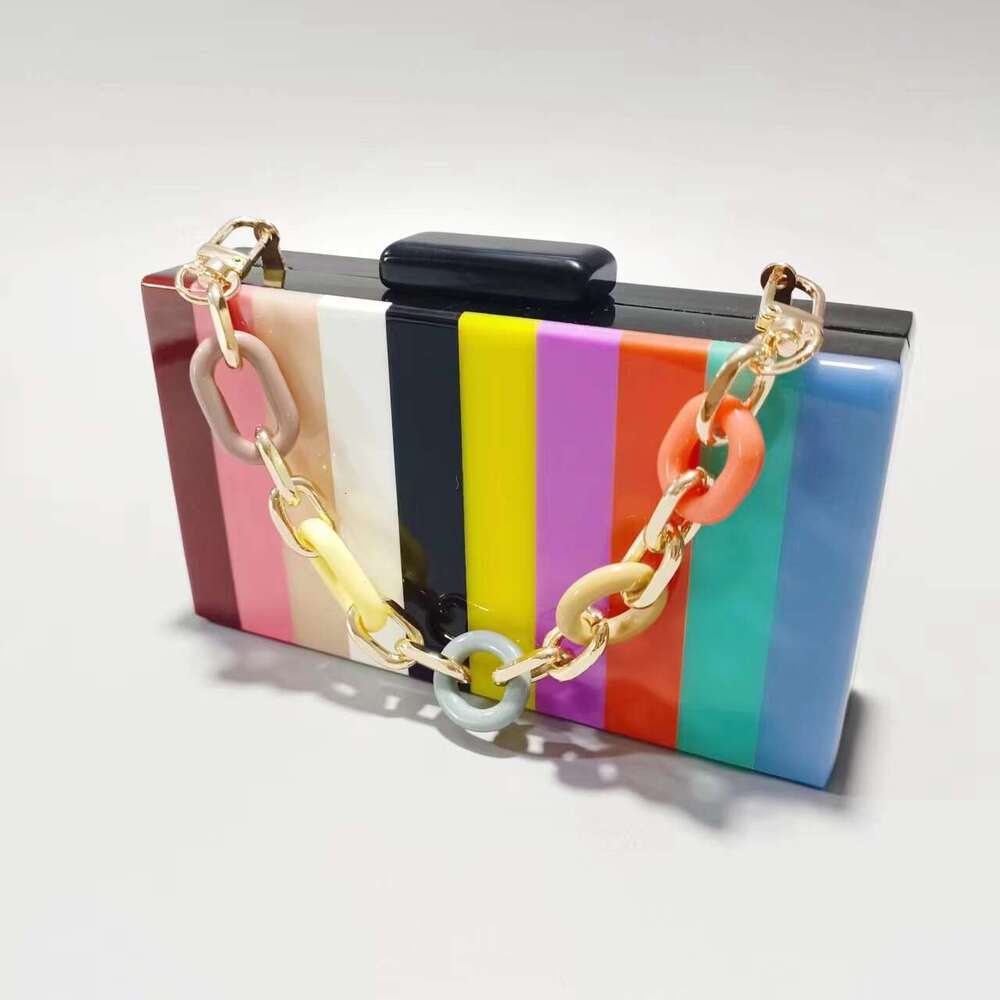 Summer Evening Patchwork Trendy Acrylic Single Shoulder Chain Bag for Women