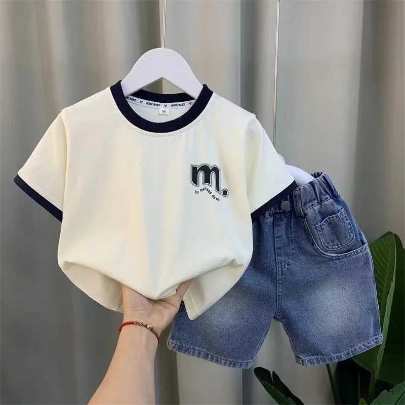 Baby Boys Summer Casual Clothes Summer Short Sleeve Outfits T-shirt And Jeans Shorts 2pcs Kids Sport Clothing Children 1-9Y Set Z250811