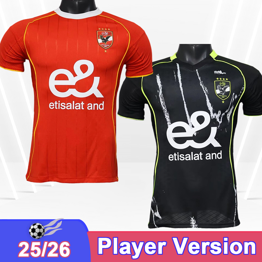 25 26 AL Ahly Egypt R.SLIM Mens Player Soccer Jerseys TREZEGUET E.ASHOUR H.ELSHAHAT M.ATTIA O.KAMAL Home Away Football Shirts Short Sleeve Uniforms