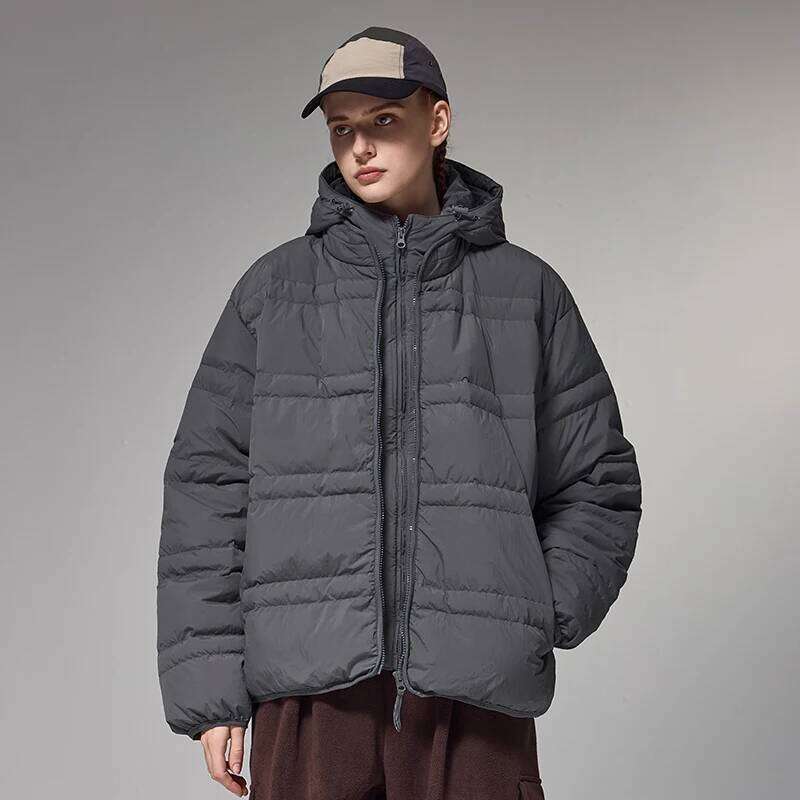 IATION Water-Resistant Down Jacket Unisex Streetwear Warm Loose Fit Outerwear with Detachable Design for Men