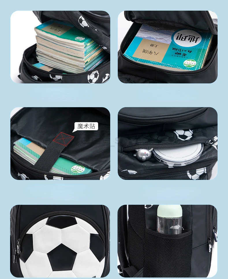 Fashion New Student Backpacks for 1st to 3rd Grade Boys Large Capacity Schoolbags Waterproof Lightweight Football Backpacks T250811