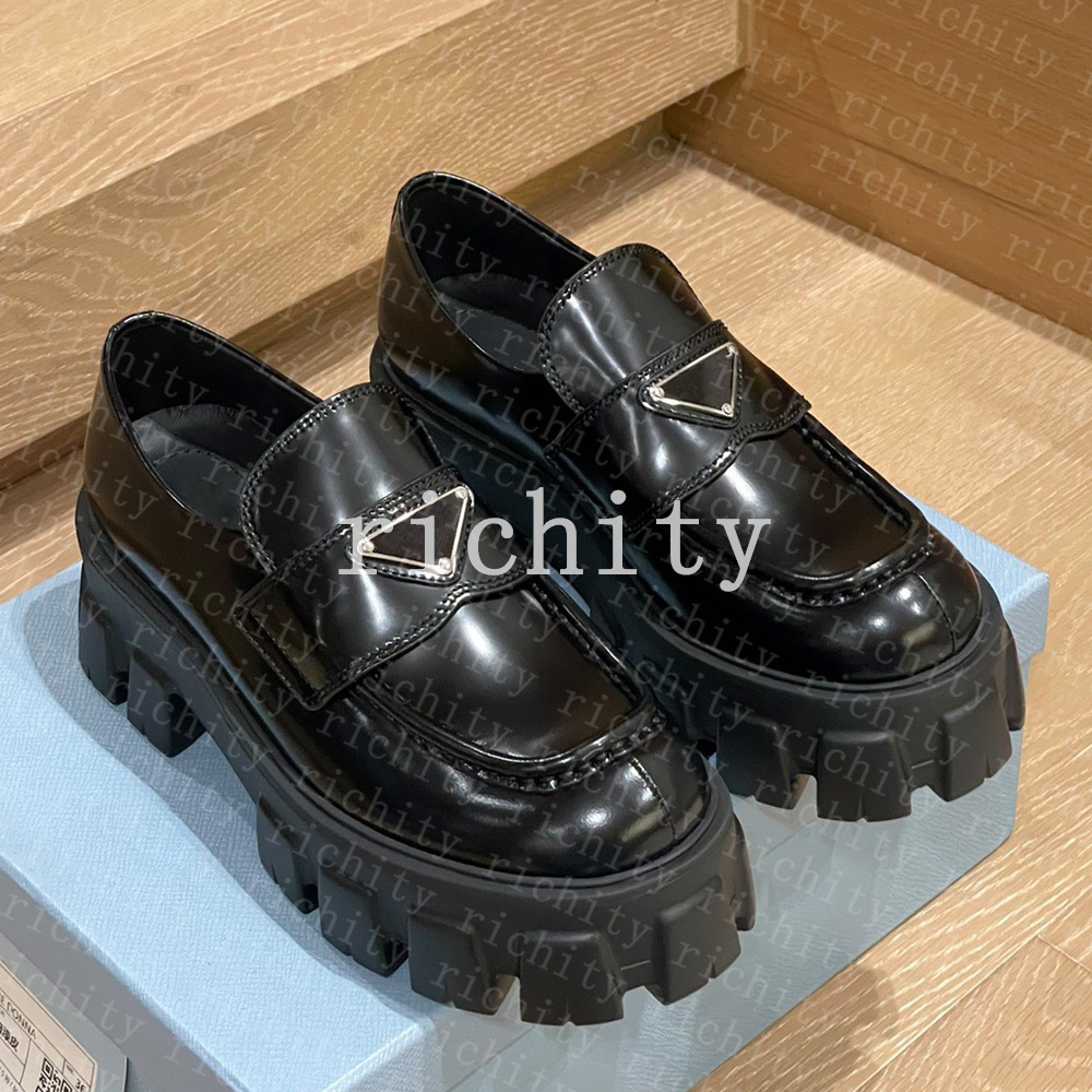 Loafers Designer shoes monolith leather Casual Shoes women loafer shoes Cowhide Sneakers Oxford Chunky Sneaker Matte lug sole platfrom shoes 35-42 001