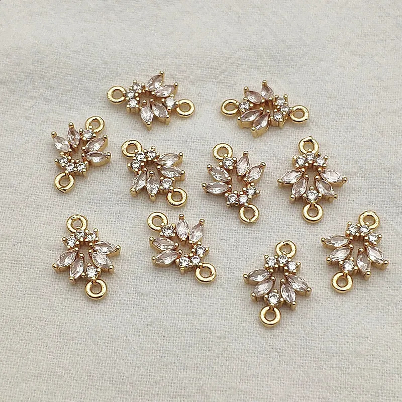 Arrival 15x12mm 50pcs Cubic Zirconia Feather Charm For Handmade Necklace Earring Parts DIY AccessoriesJewelry Findings 250807