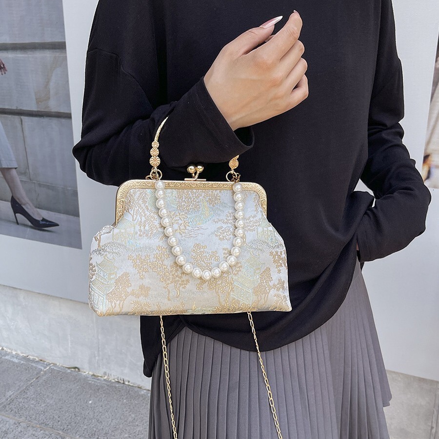Handheld Single Shoulder Crossbody Pearl Embroidery New Chinese Style Evening Clutch Women's Bag ddmymoon
