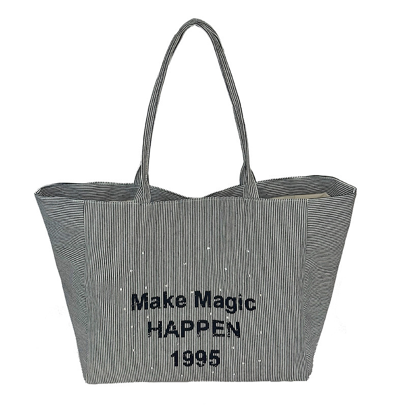 Summer Double-Sided Large Capacity Canvas 2025 New Korean Version Commuter Shoulder Tote Niche Shopping Bag ddmymoon