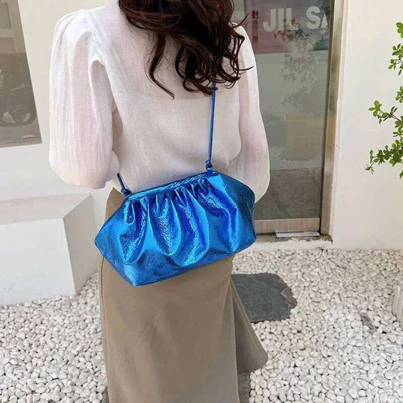 Small Womens Leather Sier Cloud Gold Crossbody Bag Ladies Party Clutch Purse Female Handbags 240816