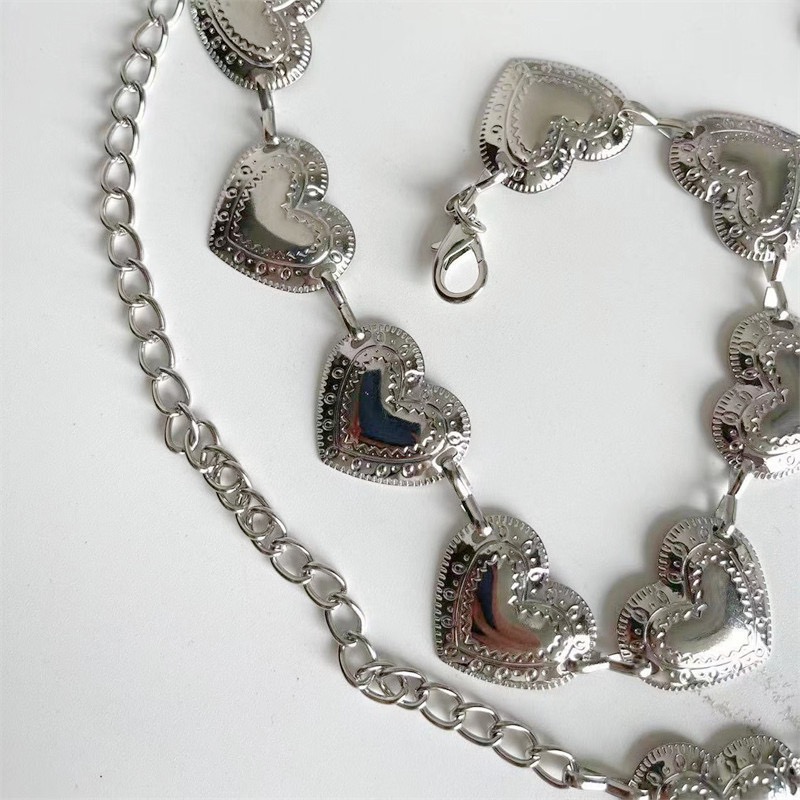 Women's Heart-Shaped Tassel Waist Chain Belt Decorative Metal Body Jewelry