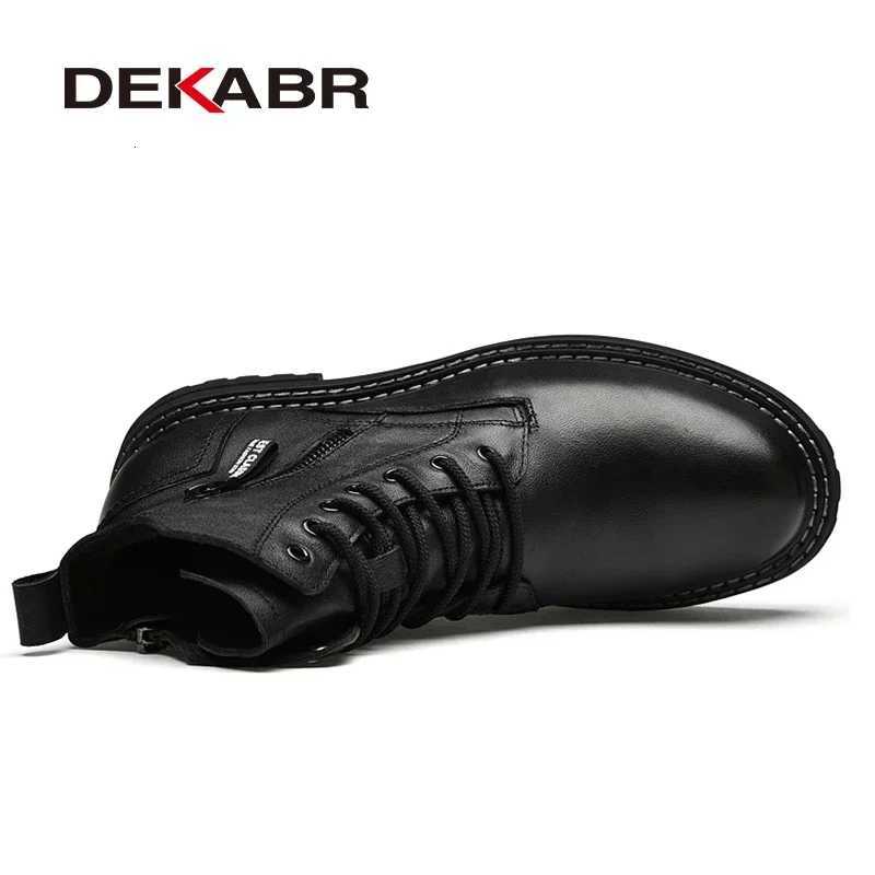 DEKABR Luxury Brand Winter Men Boots With Fur Lace Up Zipper Soft Leather Boots Men Youth Casual Boots Wear-Resistant Men Boots W250811