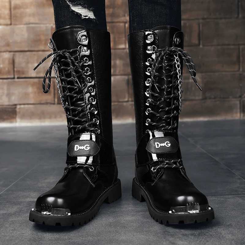 Mens High Top Motorcycle Boots Autumn and Winter Fashion Outdoor Collision Resistant Anti-Slip Soft Sole Casual Leather Boots W250811