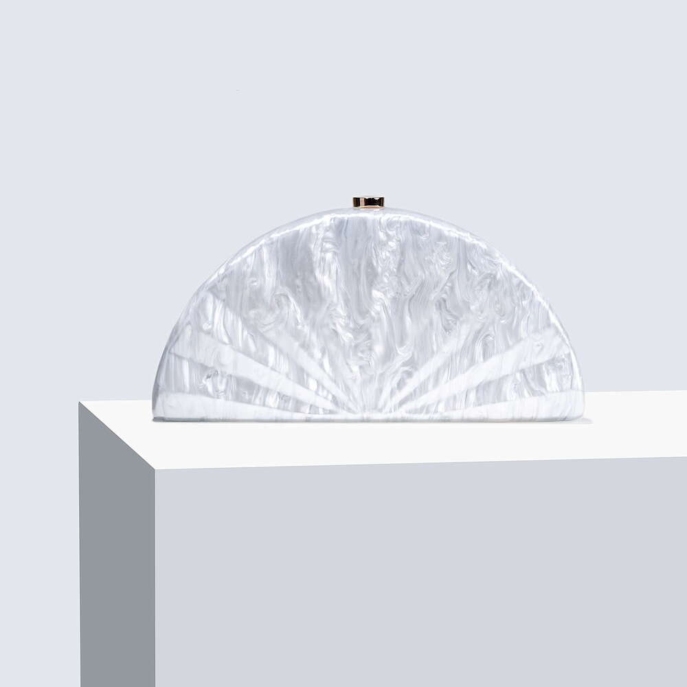 Women's New Crossbody Semi-Circular Fan-Shaped Acrylic Fashion Wedding Evening Clutch Bag