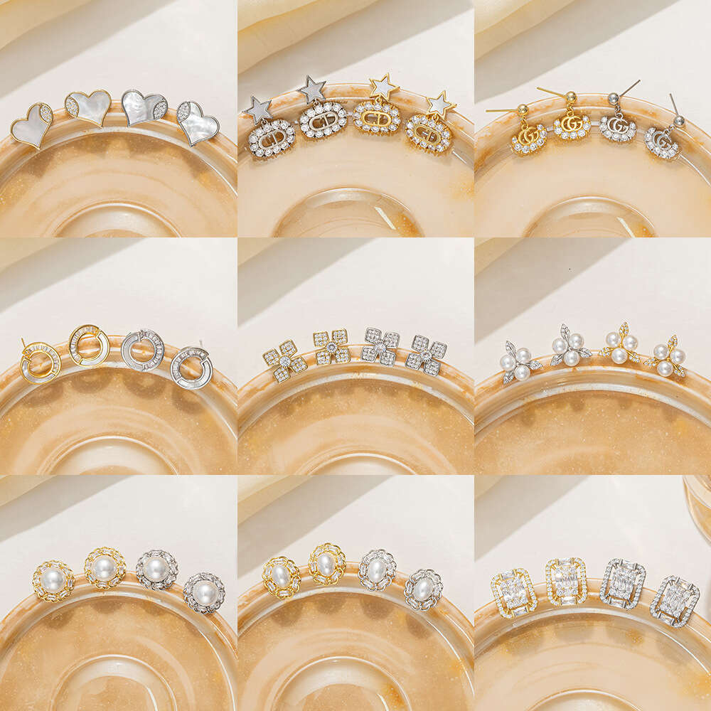 Dcollections Natural Shell Zircon Pearl Summer High-end Copper Gold-plated Thickened Electroplated Earrings Fashion Versatile Ear Jewelry