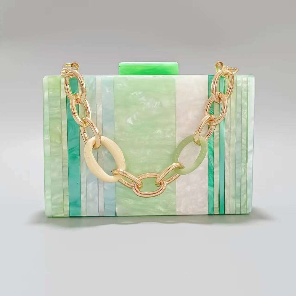 Women's New Color-Block Acrylic Handbag Wedding Evening Chain Crossbody Bag