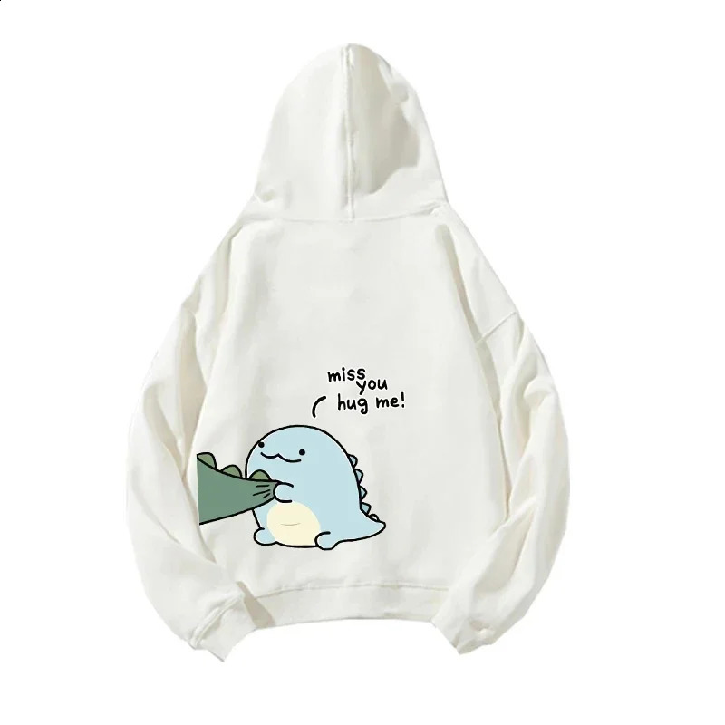 Spring and Autumn Couples Hooded Hoodie Fun Dinosaur Print Long Sleeved Sweatshirt Unisex Top Y2K Clothes 250729