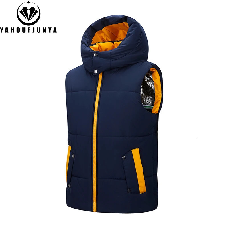 Winter Men Outdoor Casual Warm Detachable Hooded Vest Autumn Sleeveless Windproof Fashion Zipper Male Coat 250809