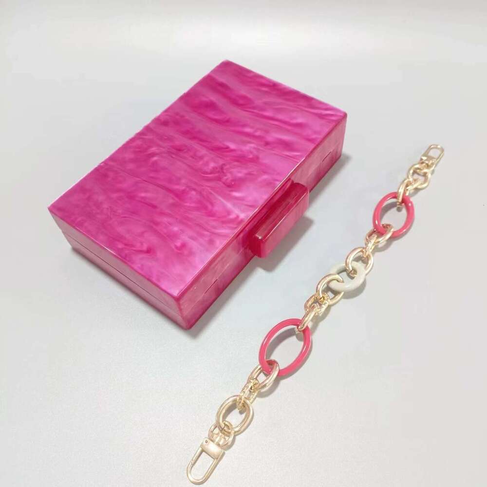 Women's New Rose Red Acrylic Handbag Fashion Wedding Evening Chain Crossbody Bag