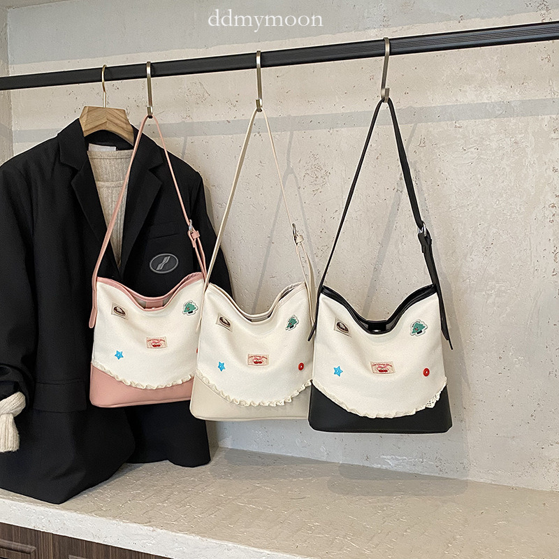 2025 New Trendy Color-Block Commuter Bucket for Women, Cute Versatile Light Luxury Single Shoulder Crossbody Bag ddmymoon