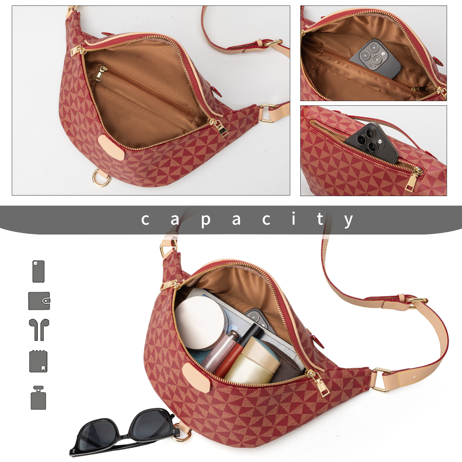 free shipping designer for bag women Street fashion chest bag retro unisex waist bag casual chest bag crossbody single-shoulder dumpling bag