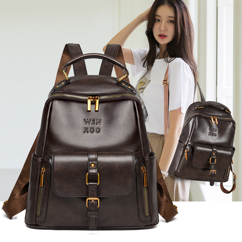 Soft Leather Backpack for Women, New Fashionable Commuter Large Capacity Backpack, Student School Bag Trendy ddmymoon