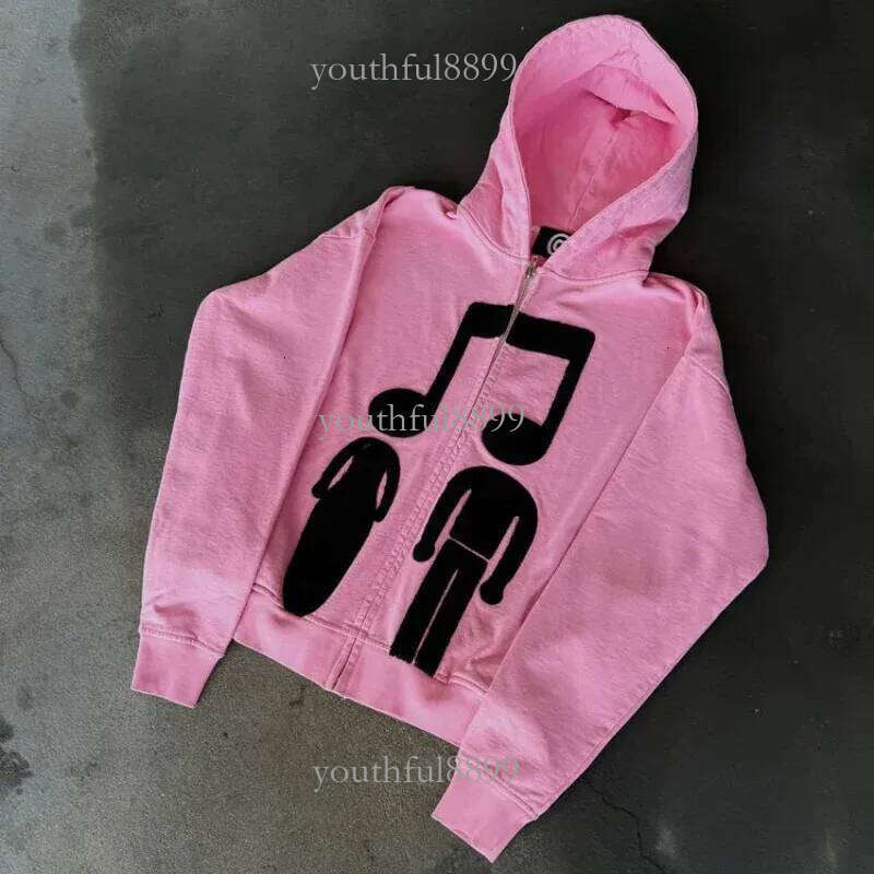 Music Connects Us Oversized Retro Zipper Hoodie Men Y2K American Trend Haruku Hip Hop Goth Casual Joker Couple Street Wear 250207