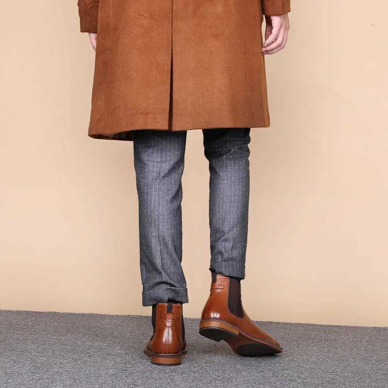 Desai Winter New Dress Chelsea Boots Genuine Leather Fleece Lined Formal Shoes Business Work Shoes Patent Leather Shoes Gifts W250811