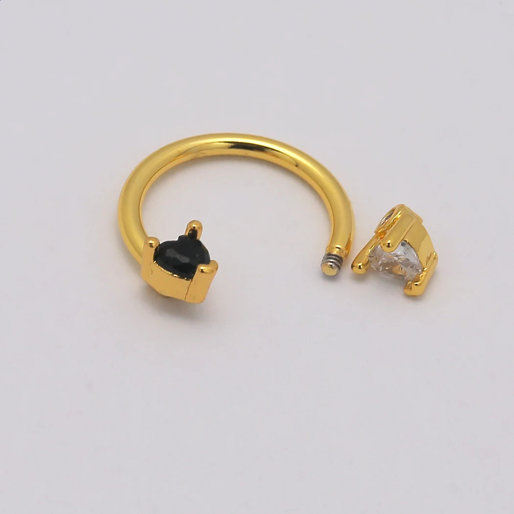 JHJT 16G Stainless Steel Horseshoe Nose Piercing Heart Septum Nose Ring Women Nostril Body Jewelry 250807