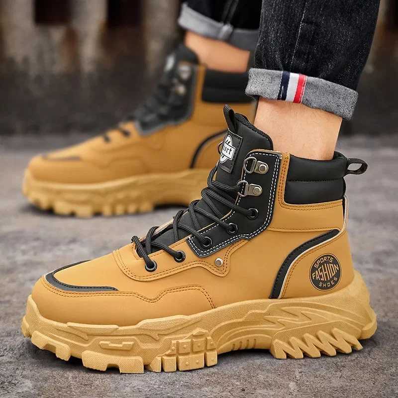 Men Boots Cotton Boot Platform Autumn British High Top Retro Thick Sole Lace Up Comfort Anti Slip Sport Mountaineering Boot W250811