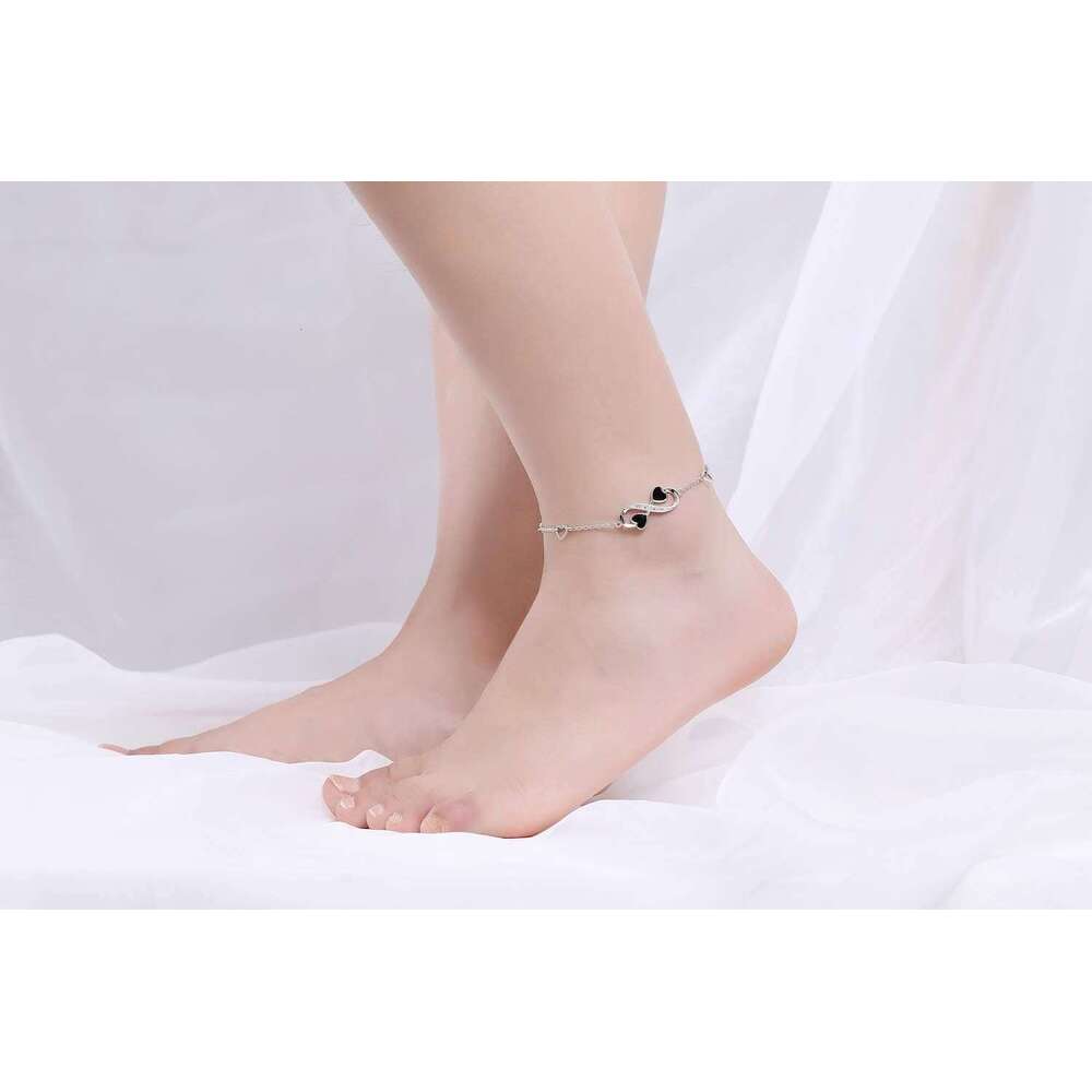 Infinity Ankle for Women, Sterling Sier Charm Adjustable Anklet, Large Bracelet Fine Jewelry Mothers Day Gifts White Gold/Rose Gold Plated