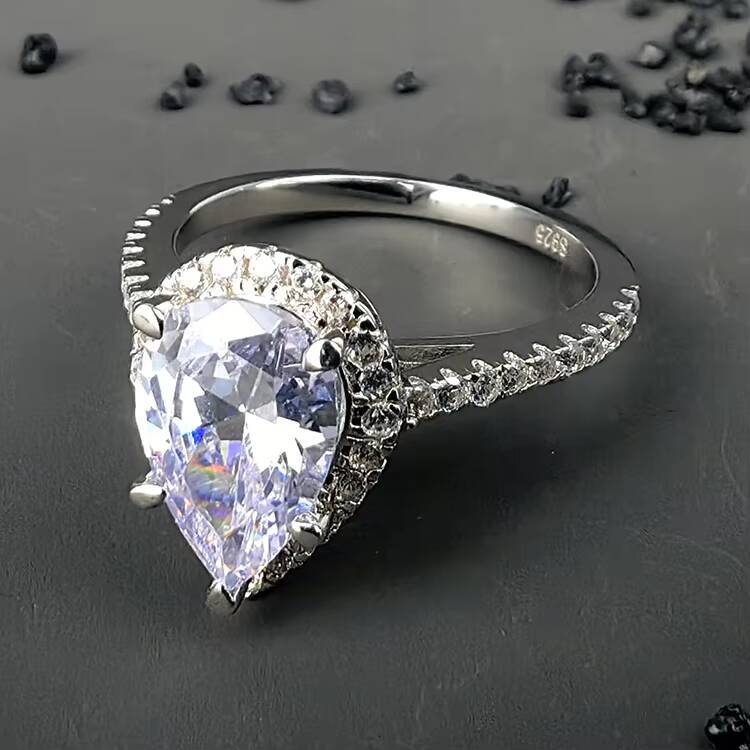 Romantic Pass Diamond Tester 925 Sterling Silver Teardrop VVS Moissanite Ring for Women Gift Anniversary Fine Jewelry