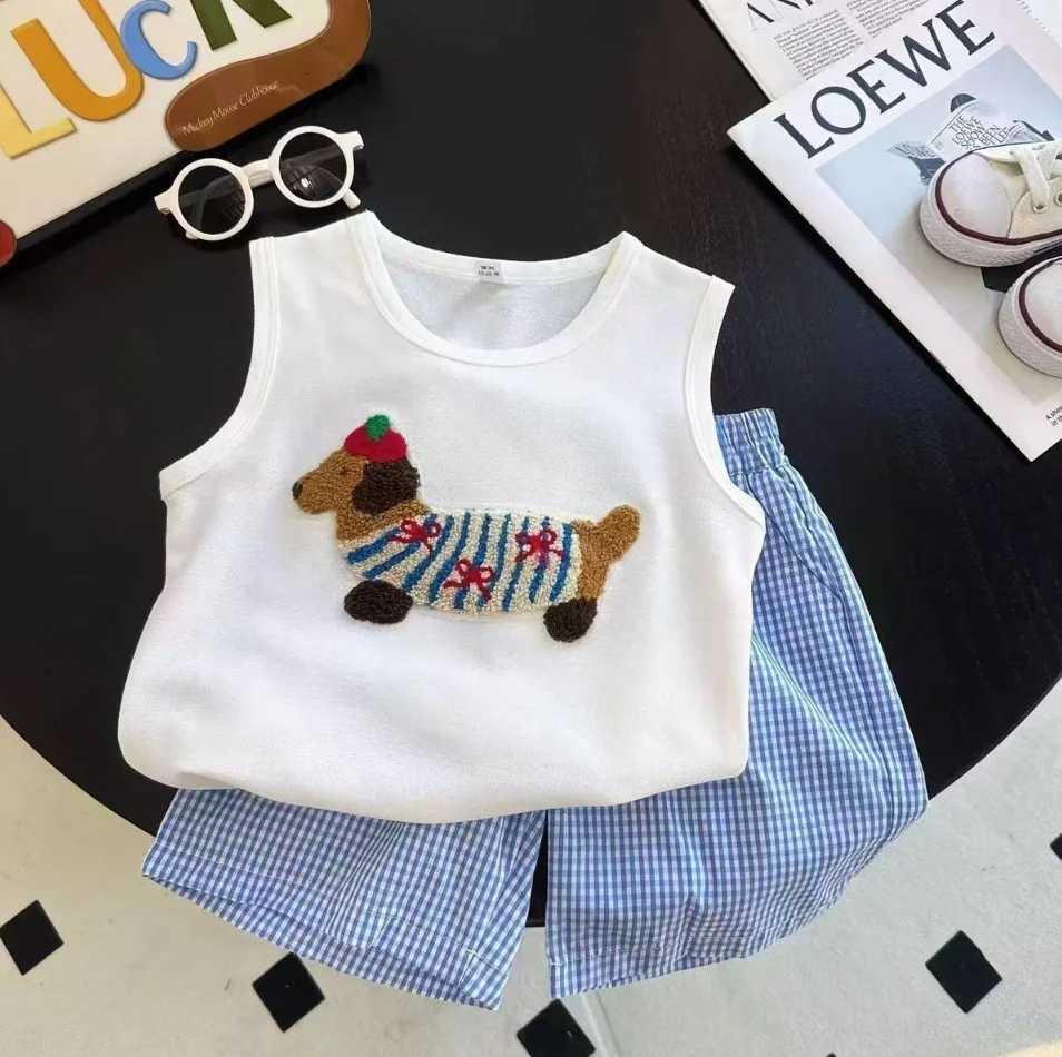 2-Piece Baby Girl Summer Clothes Sleeveless Loose Casual Tank Top and Plaid Shorts Set Outfit Sweatsuit Clothing Set Z250811