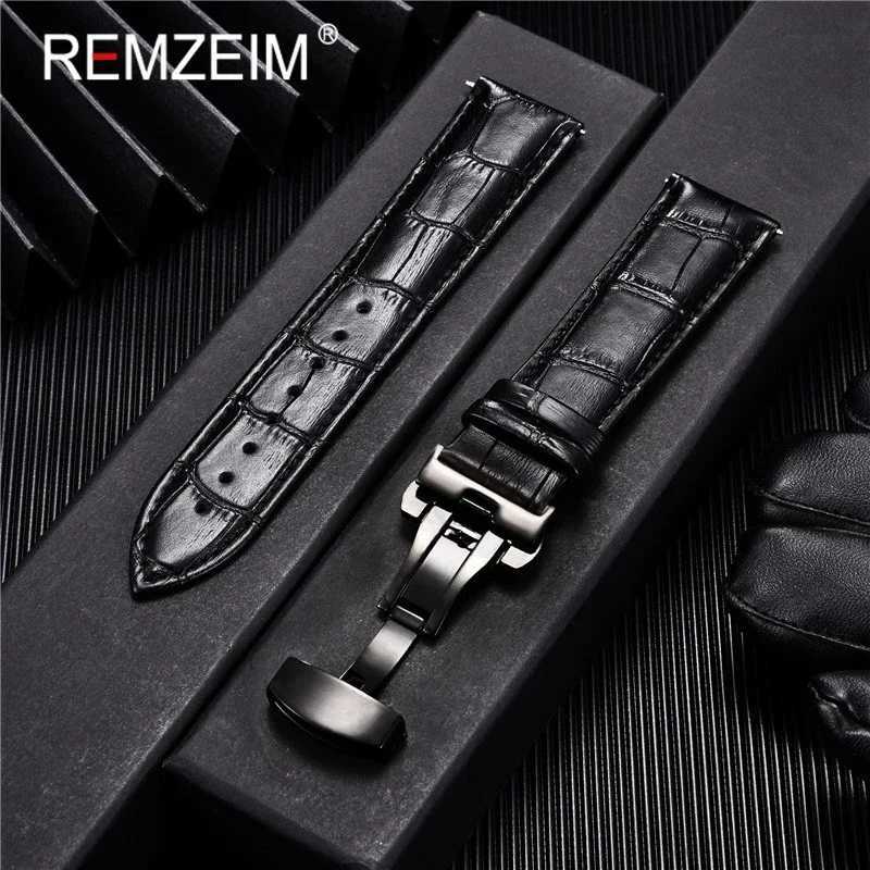 Leather Watchband 18mm 19mm 20mm 21mm 22mm 24mm Men Women Leather Strap Automatic Butterfly Clasp Watch Band Watch Accessories W250811