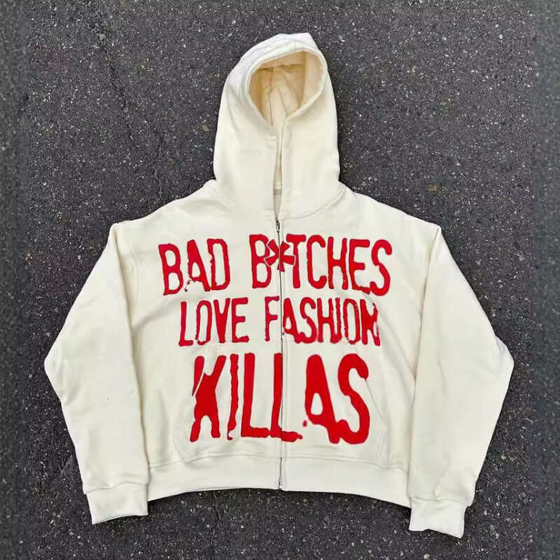 Printed Pattern Long Sleeve Pullover Hoodie Sweatshirt Jacket Trendy Street Style