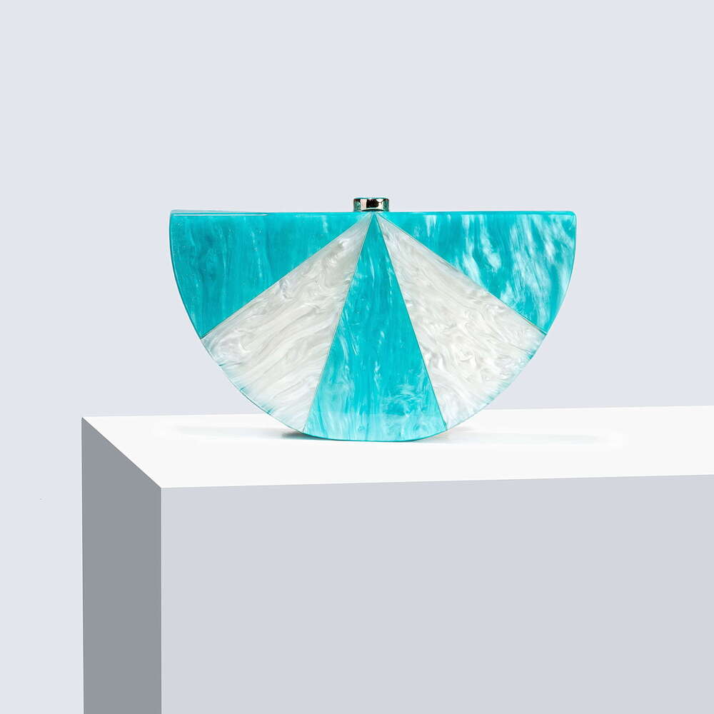 2024 Women's New Single Shoulder Crossbody Semi-Circular Splicing Acrylic Fashion Wedding Evening Clutch Bag