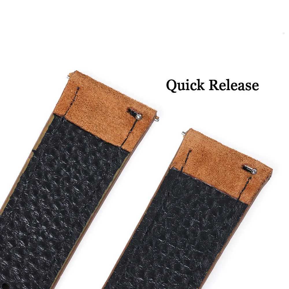 18mm 19mm 20mm 22mm 24mm Genuine Leather Suede Watchband for Seiko for Huawei Watch Gt2/3/4 Vintage Handmade Stitched Bracelet W250811