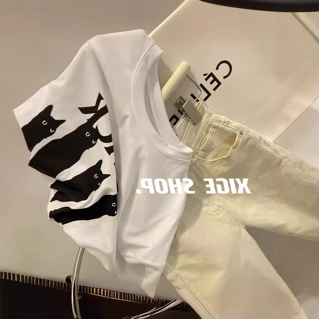 American Style Printed High Street Short Sleeve T Shirt For Women Korean Version Loose Lazy Wholesale Price Top Trendy