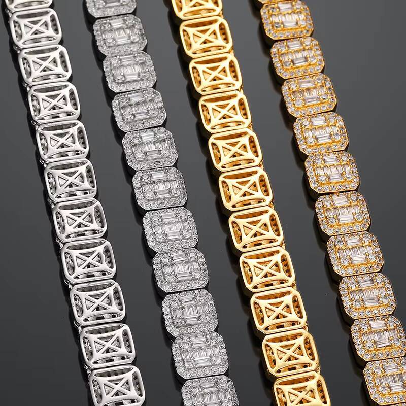 Wholesale High Quality Luxury Iced Out CZ Hip Hop Cuban Tennis Chain Necklace and Bracelet for Men and Women