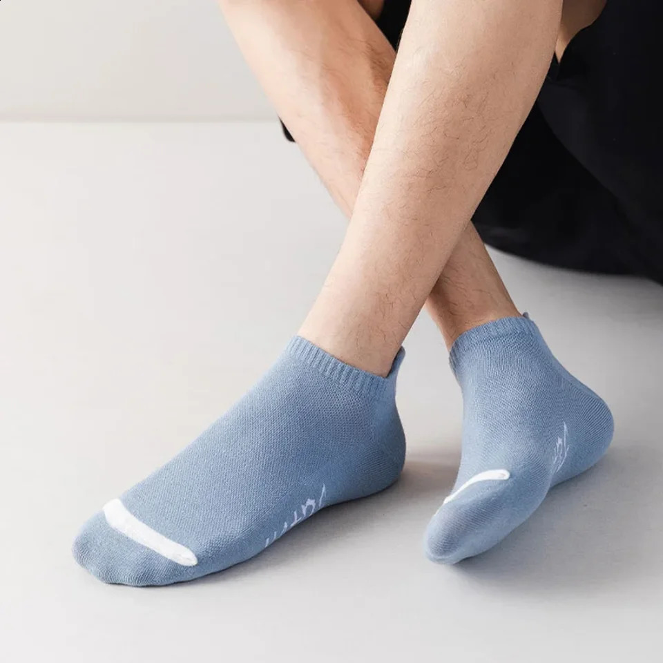 5 Pairs Summer Cotton Mens Socks Short Thin Casual Mesh Breathable Boat Fashion Comfortable Street Style Sockke Gift 250805