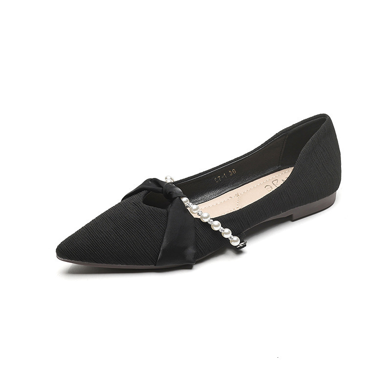 Women's pointed flat shoes 2025 designer's new pearl shallow mouth loafers