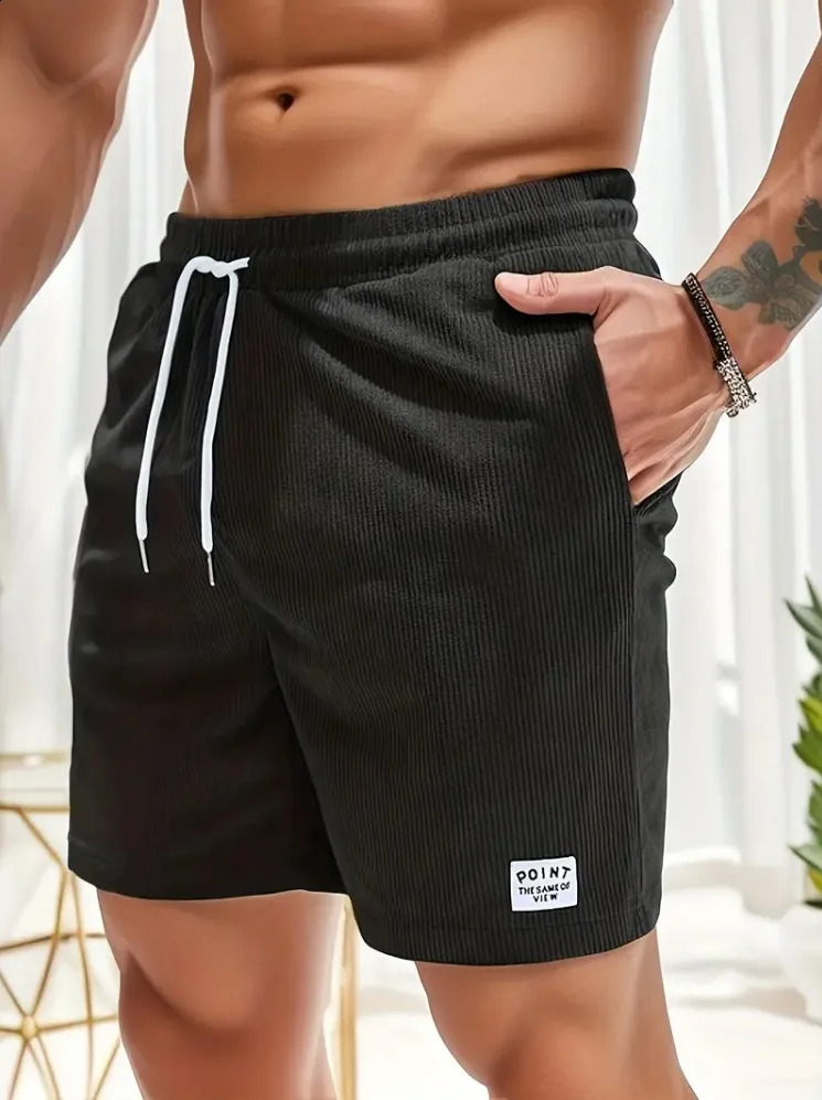 Summer Men Corduroy Shorts Casual Lightweight Loose fit Mens Beach Board Short Pants Trousers 250729