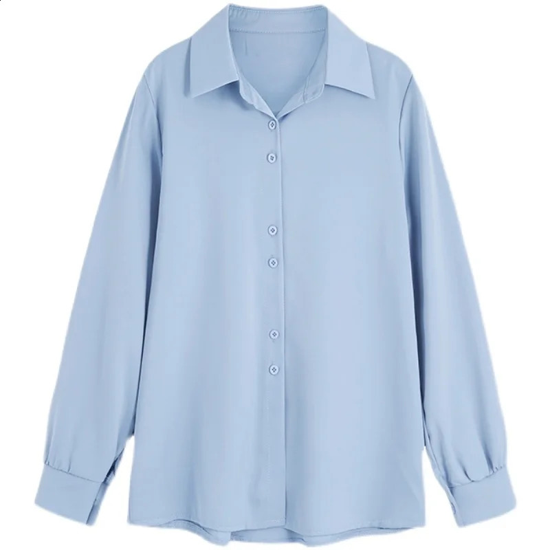 Plus Size Shirts Spring Summer Fashion Female Long Sleeve Loose Solid Blouse Tops Casual Chiffon Shirt Women Office Lady Shirts 250809