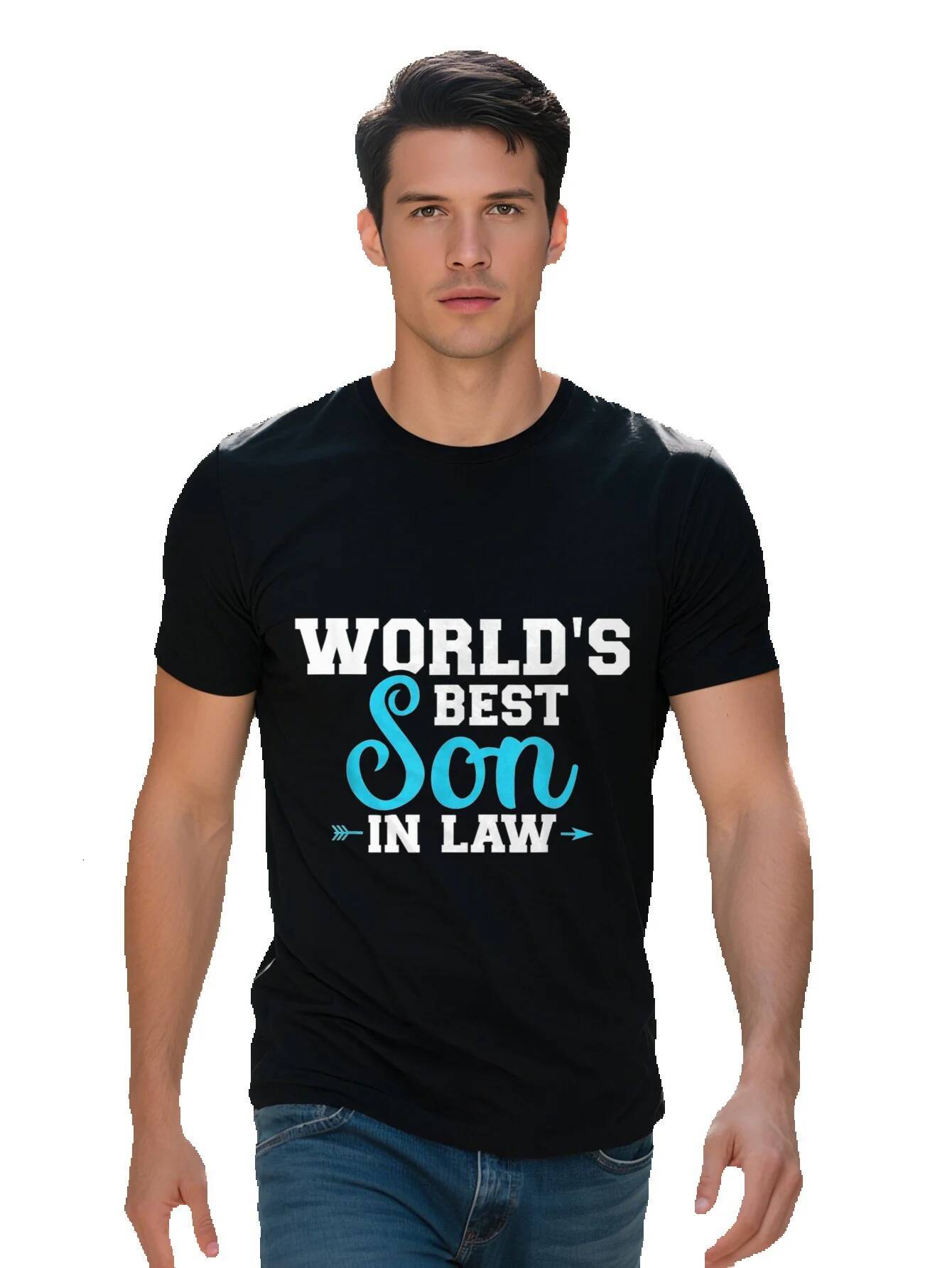 World Best Son in Law Men s Black T Shirt Casual Breathable Short Sleeve Round Neck hine Washable 4ef29 b4920