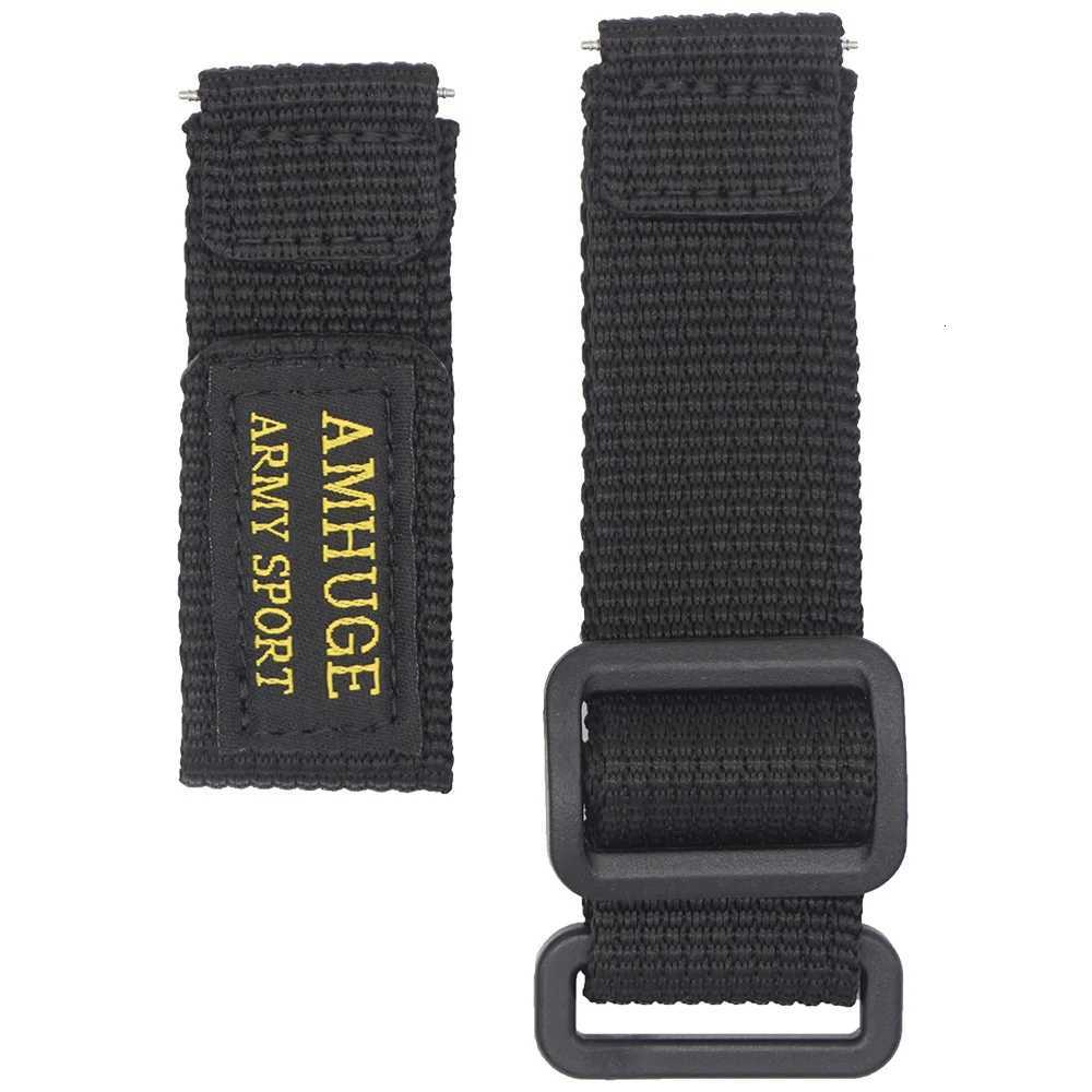 Amhuge Hook Loop Military Style Watch Band Nylon Strap Length Adjustable 18mm 20mm 22mm 24mm Waterproof Sport with Plastic Buckle W250811