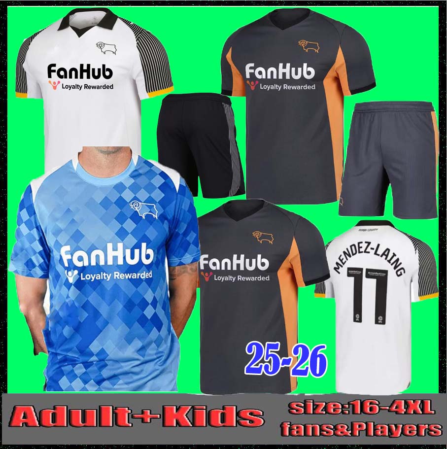 Derby County 25-26 Home soccer jerseys 2025 2026 FORSYTH MENDEZ-LAING GOUDMIJN JACKSON NYAMBE ADAMS away football shirts men kids kit 16-4XL