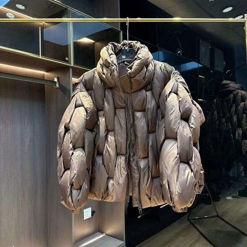 Clothing Men's Winter New Stand Collar Loose Warm Thickened Solid Color Couple Style Puffer Jacket Cotton Coat