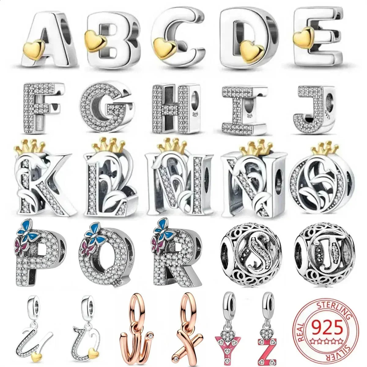 925 Silver 26 Letter A-Z Alphabet Beads Charm Fit Original Necklace Bracelet Bangle Accessories DIY Jewelry For Women 250807