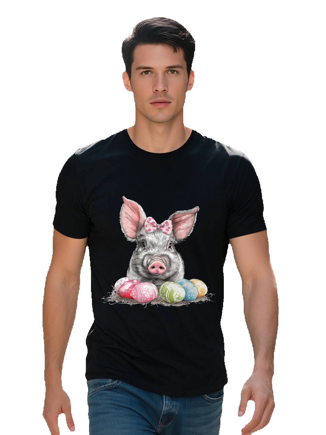 Day Pig Egg Funny Graphic Tee for Men Women Cotton Breathable Fabric Short Sleeve Shirt 22d64 bd84a