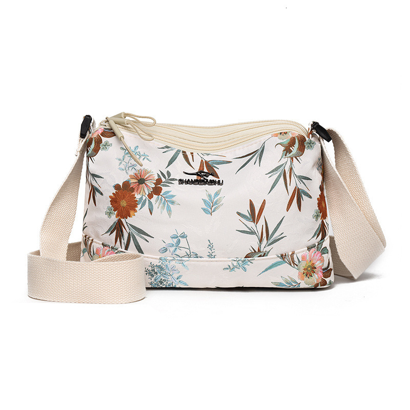 Trendy Printed Lightweight Water-Resistant Nylon for Women New Simple Three-Layer Large Capacity Shoulder Crossbody Bag ddmymoon