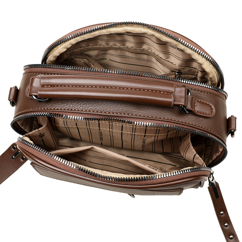 Live Soft Leather Small Square Handbag for Women New Simple Versatile Double Layer Large Capacity Shoulder Crossbody Bag ddmymoon