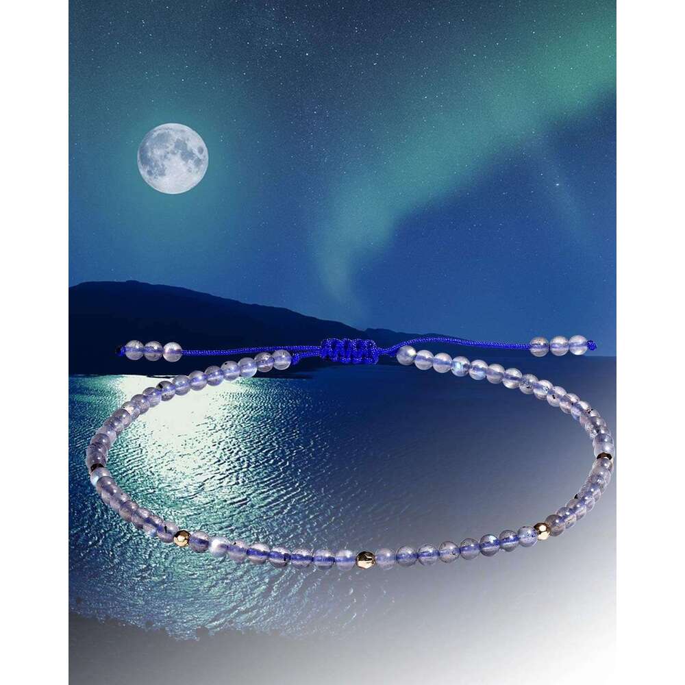 Gemstone Anklet Bracelet for Women Beaded Stone Healing Energy Crystal Beach Foot Jewelry Adjustable(8.5-10 Inches)