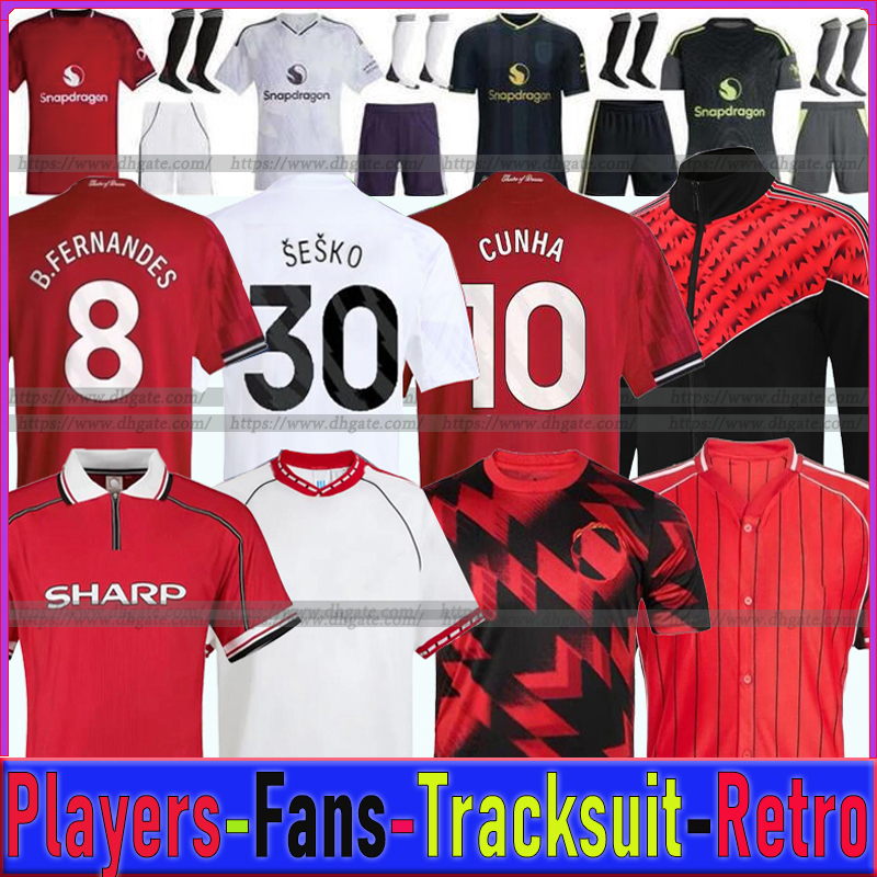 manUnited 25 26 soccer jerseys Sesko CUNHA MBEUMO HOJLUND Antony Retro 2025 UTD football shirt tracksuits MARTIAL B. FERNANDES men kids kit manUnited jerseys